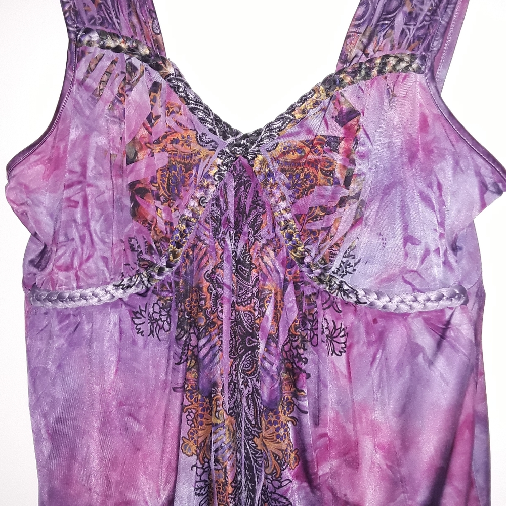 Purple Boho Hi Low Blouse, Size